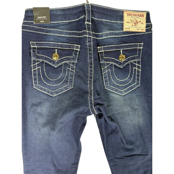 NWT True Religion Jennie Jeans Women's Blue Curvy Super Skinny 28 Flap Pocket - Picture 4 of 9
